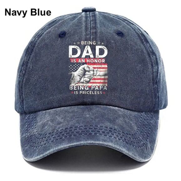 Canvas Hat Men's Dad Fashion Casual Vintage BLUE, Adjustable, Letter Pattern New - Picture 1 of 3